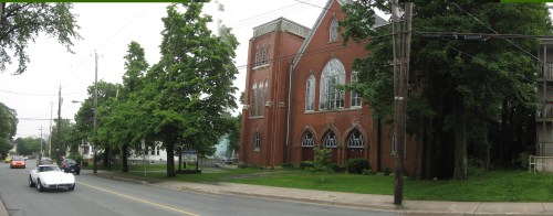 Windsor Street could get a very different look at this corner. (Photo illustration created from three images)