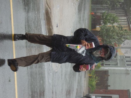 Hurricane Bill didn't stop this guy going for a snack.