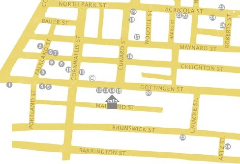 Detail from 2009 Go North! Studio and Gallery Tour map. The full map is available at www.gonorthhalifax.com. Above republished with permission.